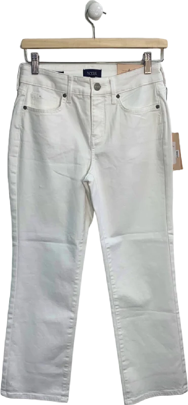 NYDJ White Marilyn Straight Ankle Jeans size UK 6 Elegant Raw Hem Jeans