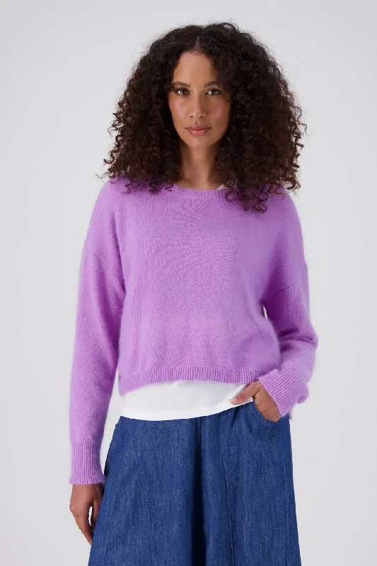 Portland Sweater Lavender in Angora Real Fur Shearling Chenille