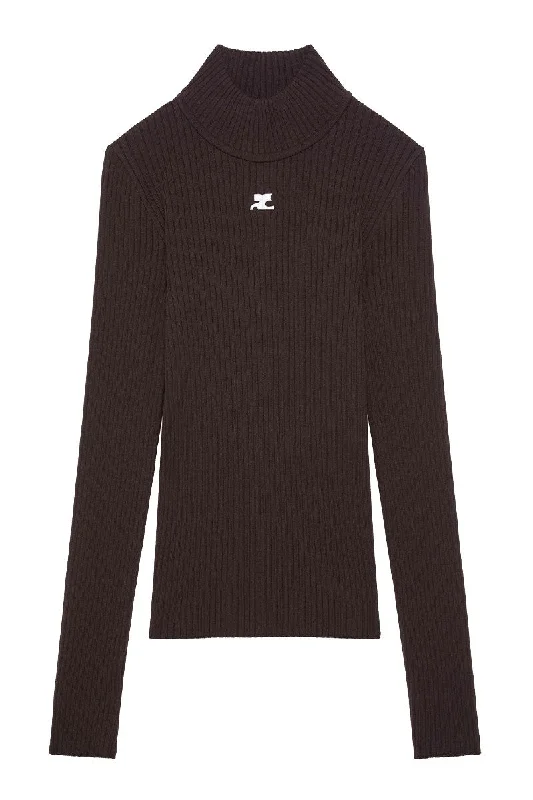 Reedition Mockneck Rib Sweater Solid Print Embellished