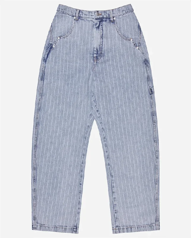 Shimo Jeans Light Blue Stripe Comfortable Faded High-Rise Jeans