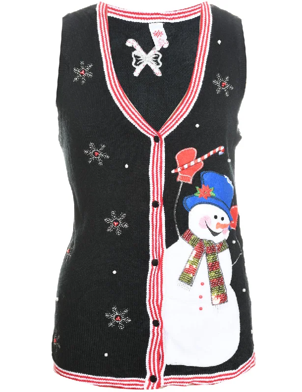 Snowman Christmas Sweater Vest - M Long Sweater Short Sweater Cropped Sweater