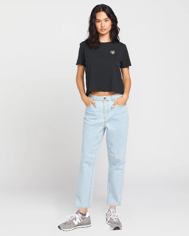 Stoned Straight Jeans - Cruzer Blue Comfortable Folded Hem Jeans