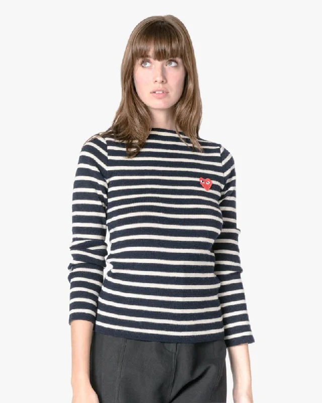 Striped Sweater in Navy/White Stylish Fashionable Trendy