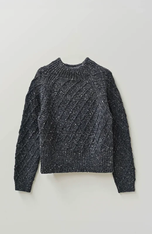 The Blisco Donegal Aran Sweater in Charcoal Terry Blend Velvet Blend Canvas Blend