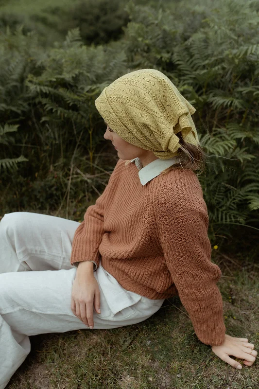 The Claife Organic Cotton Fisherman Rib Sweater in Rosewood Apricot Fleece Sweater Nylon Polyester