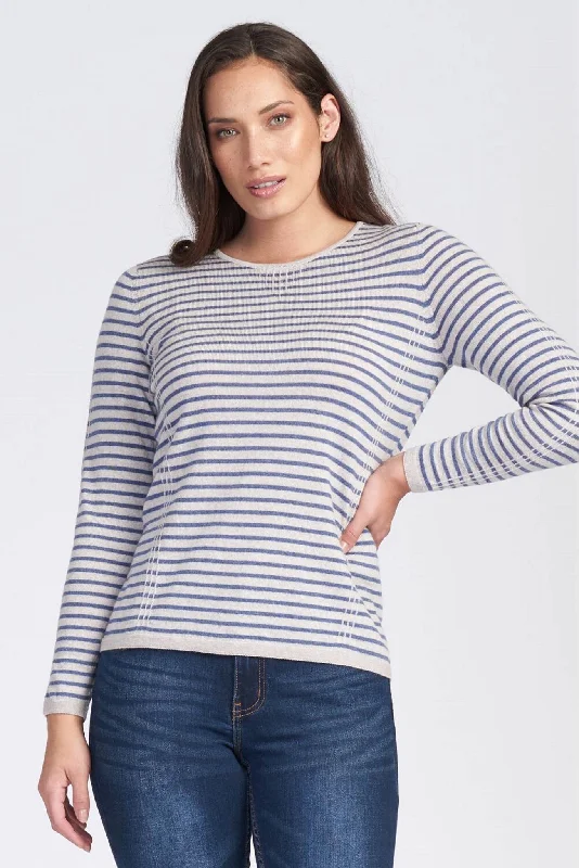 Royal Merino - Tuck Stitch Stripe Sweater in Merino Wool Spandex Rayon Corduroy