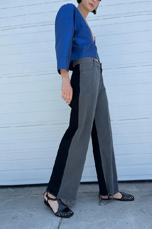 Two Tone Wide Leg Jeans in Gray/Black Stylish Relaxed Fit Skinny Jeans