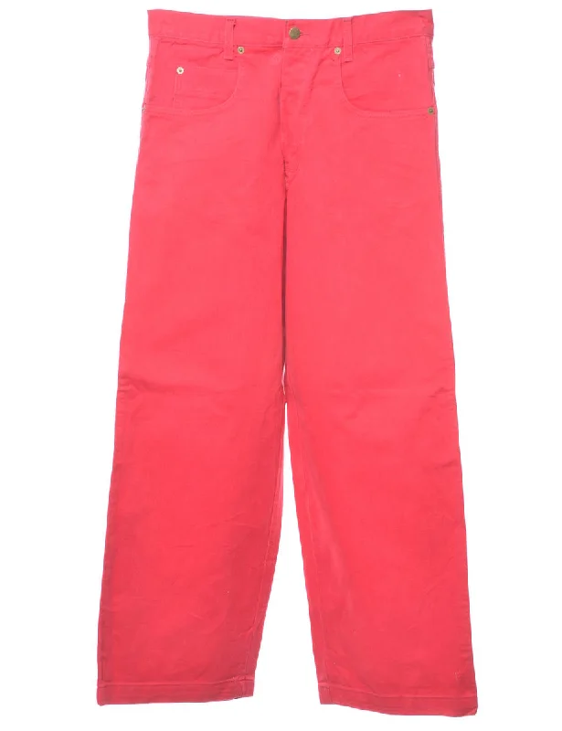 Wide Leg Hot Pink Jeans - W32 L31 Fashionable White Denim Jeans