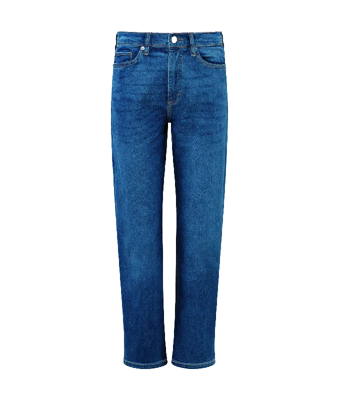 Stretch Denim Cigarette Fit Ankle Length Jeans - Blue Chic Vintage-Inspired Denim Jeans