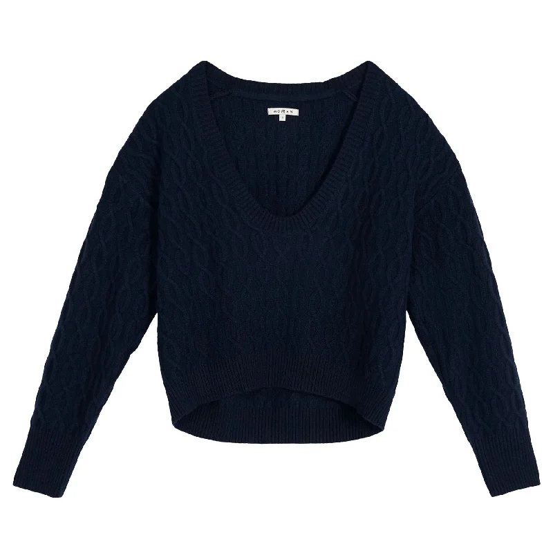 Womens Gabrielle Cableknit Sweater Navy - W24 Machine Wash Dry Clean Hand Wash