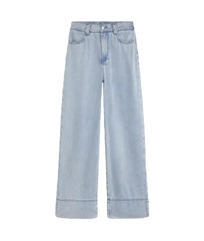 Romy Elasticated Waist Jeans - Blue Trendy Wide-Leg High-Waist Denim