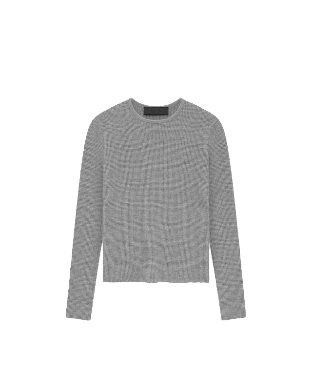 Women's Waffle Fitted Sweater - Dark Heather Modern Contemporary Chic