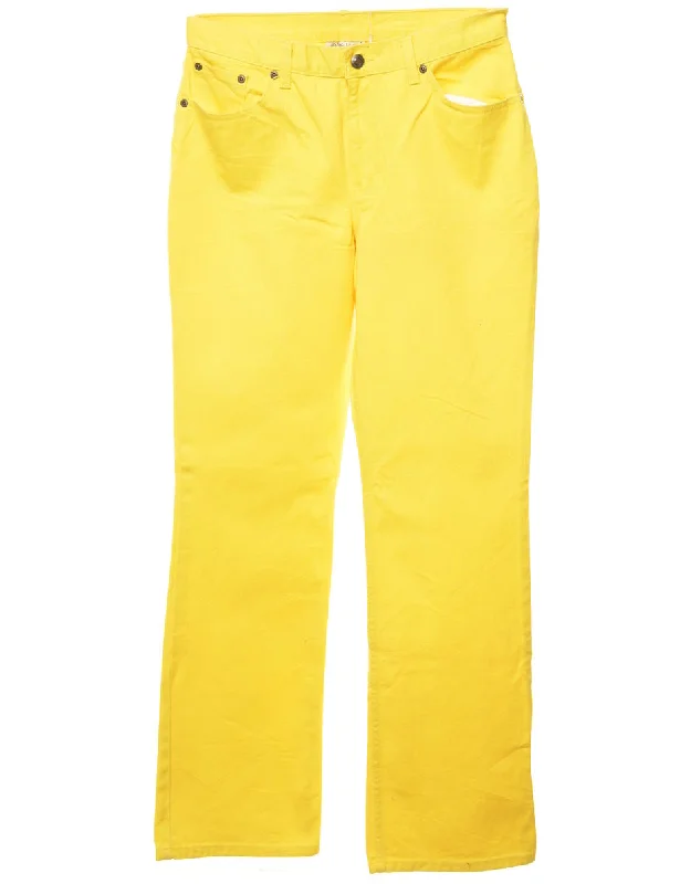 Yellow Straight Fit Jeans - W28 L32 Fashionable Vintage Wash Jeans