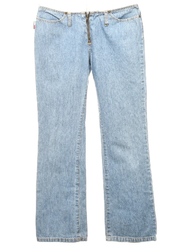 Zip Front Straight Fit Jeans - W30 L30 Comfortable Straight-Legged Denim