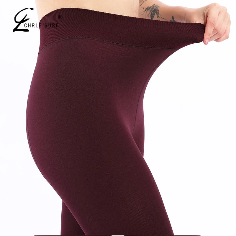 CHLEISURE Women Winter Warm Leggings High Waist Velvet Thick Legging Fashion Solid Large Size Autumn Leggings S-XL 8 Color Trendy Cold Weather Tights CHLEISURE Women Winter Warm Leggings High Waist Velvet Thick Legging Fashion Solid Large Size Autumn Leggings S-XL 8 Color Trendy Cold Weather Tights