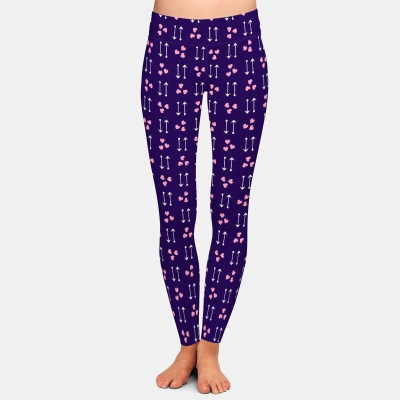 Ladies 3D Hearts & Arrows Printed Milk Silk Leggings Comfortable Full-Body Compression Leggings Ladies 3D Hearts & Arrows Printed Milk Silk Leggings Comfortable Full-Body Compression Leggings