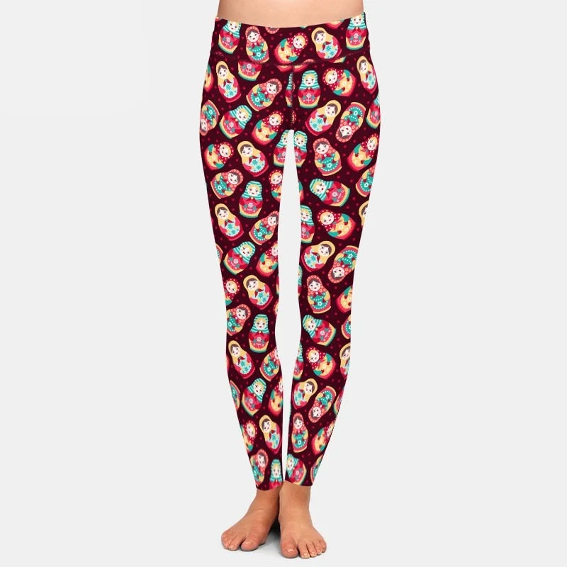 Ladies Cute Babushka Dolls Digital Printed Leggings Fashionable Fitted Workout Leggings Ladies Cute Babushka Dolls Digital Printed Leggings Fashionable Fitted Workout Leggings
