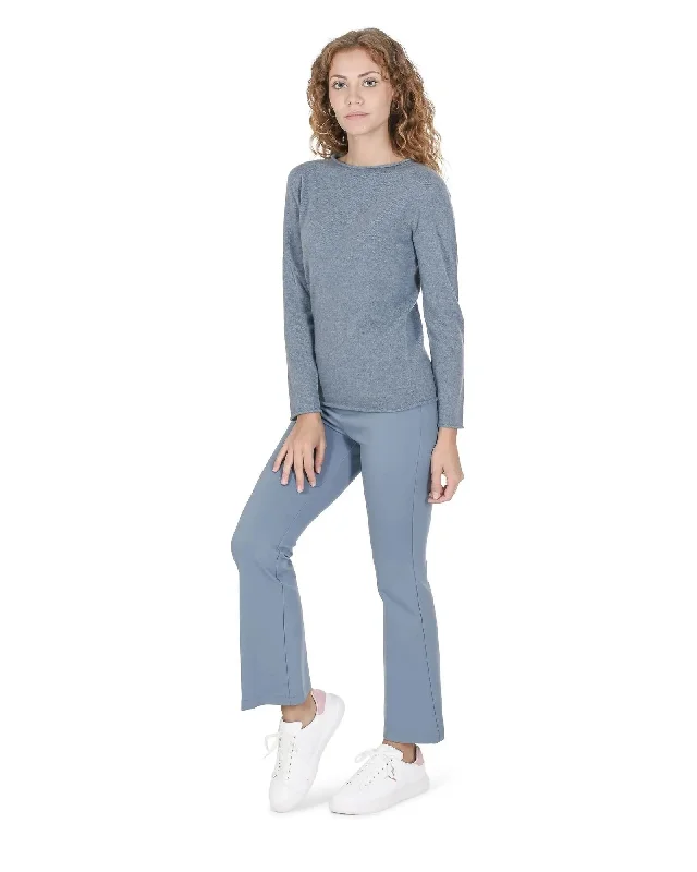 Crown of Edinburgh Cashmere Women's Cashmere Boatneck Sweater - Italian Crafted in Sky blue - S Open Front Closed Front Wrap Front Crown of Edinburgh Cashmere Women's Cashmere Boatneck Sweater - Italian Crafted in Sky blue - S Open Front Closed Front Wrap Front