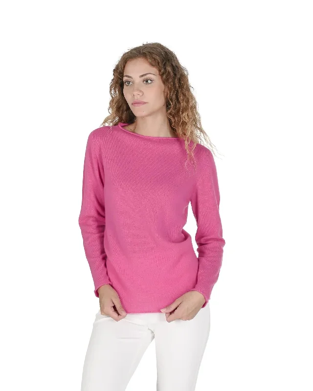 Crown of Edinburgh Cashmere Women's Cashmere Boatneck Sweater in Fuchsia - M Graphic Sweater Embroidered Appliqued Crown of Edinburgh Cashmere Women's Cashmere Boatneck Sweater in Fuchsia - M Graphic Sweater Embroidered Appliqued