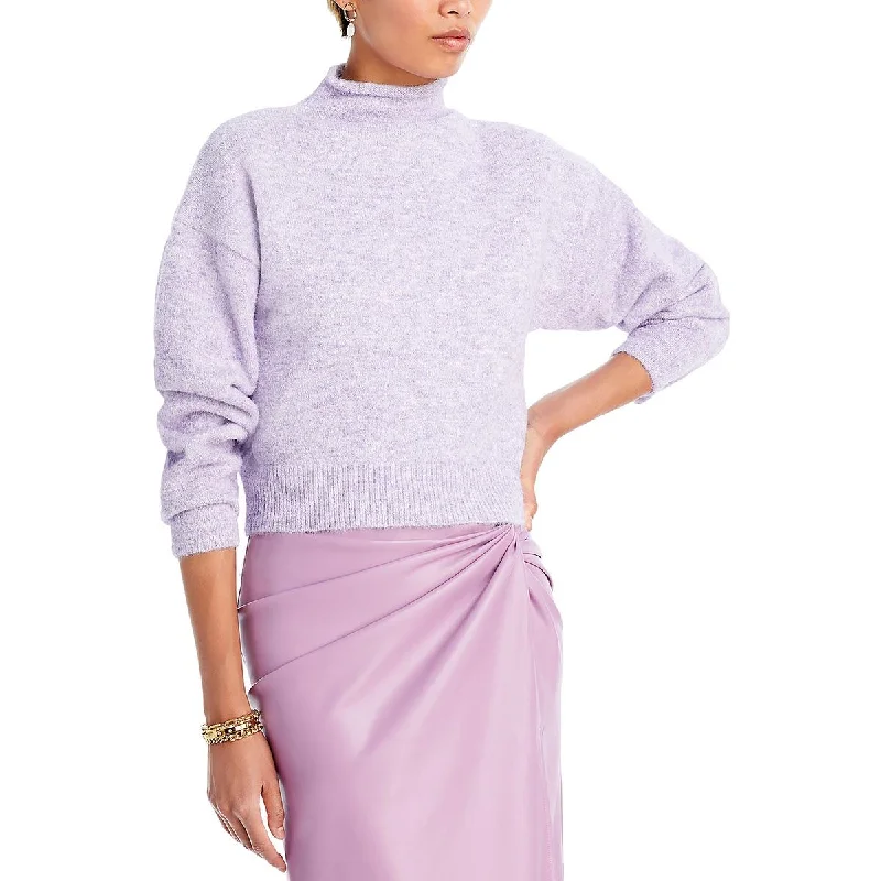 Line & Dot Womens Wool Blend Ribbed Trim Mock Turtleneck Sweater Stretchy Elastic Breathable Line & Dot Womens Wool Blend Ribbed Trim Mock Turtleneck Sweater Stretchy Elastic Breathable