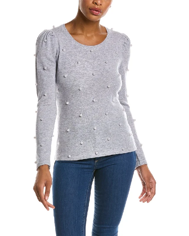 Qi Cashmere Pearl Embellished Wool & Cashmere-Blend Sweater Handmade Hand-knitted Hand-woven Qi Cashmere Pearl Embellished Wool & Cashmere-Blend Sweater Handmade Hand-knitted Hand-woven